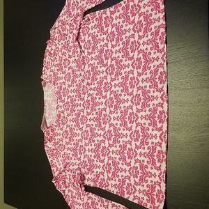 Long-sleeve Land’s End 91% Nylon, 9% Spandex size 2X pink and white pattern